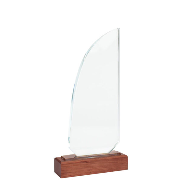A85-11-Principal Trofeo Galvano de Madera y Cristal "Sail"