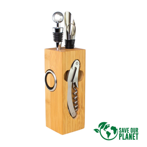 B72-SOP1 Set de Vino rectangular de Bamboo