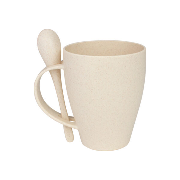 B76-3 Mug de caña de Trigo con Cuchara 400cc