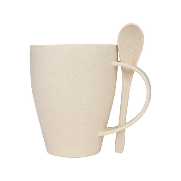 B76-5 Mug de caña de Trigo con Cuchara 400cc