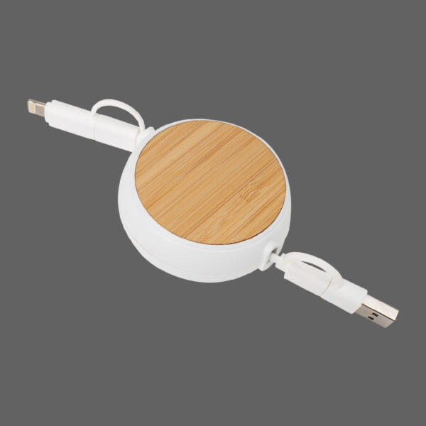 B84-01-1 Connect Multicargador Retráctil 4 en 1 de ABS/Bamboo