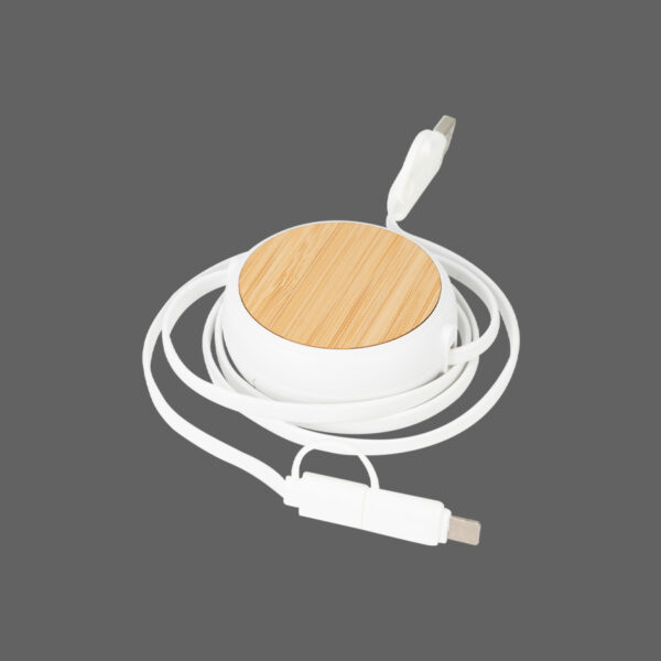 B84-01-2 Connect Multicargador Retráctil 4 en 1 de ABS/Bamboo