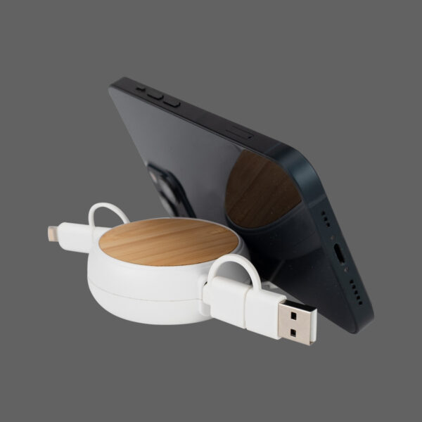 B84-01-4 Connect Multicargador Retráctil 4 en 1 de ABS/Bamboo