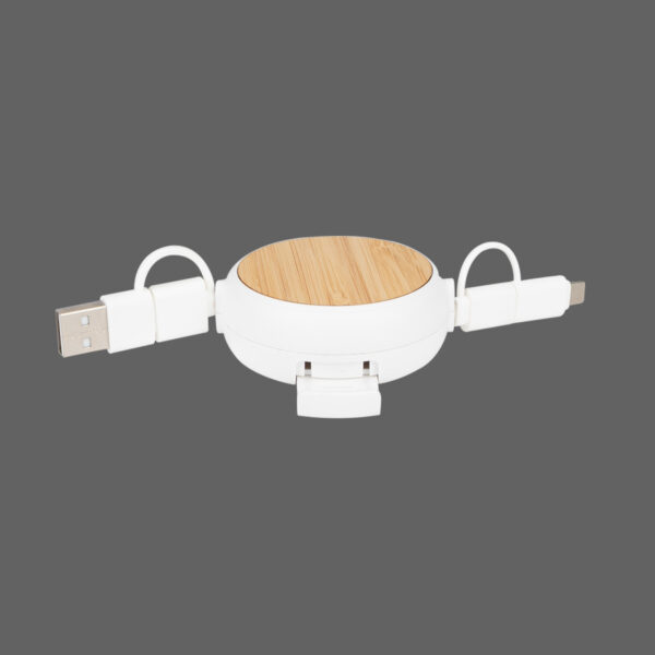 B84-01-6 Connect Multicargador Retráctil 4 en 1 de ABS/Bamboo