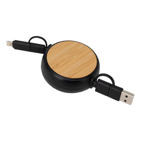 B84-08-1 Connect Multicargador Retráctil 4 en 1 de ABS/Bamboo