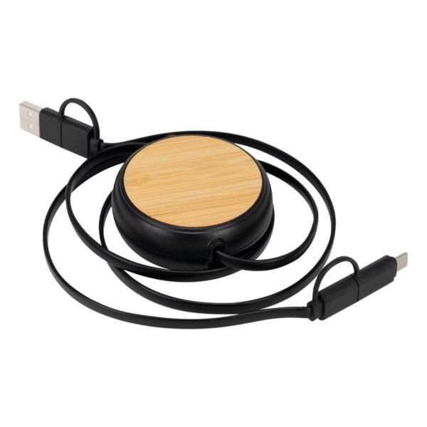 B84-08-2 Connect Multicargador Retráctil 4 en 1 de ABS/Bamboo