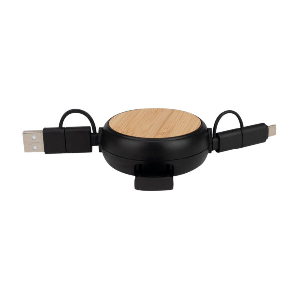 B84-08-6 Connect Multicargador Retráctil 4 en 1 de ABS/Bamboo