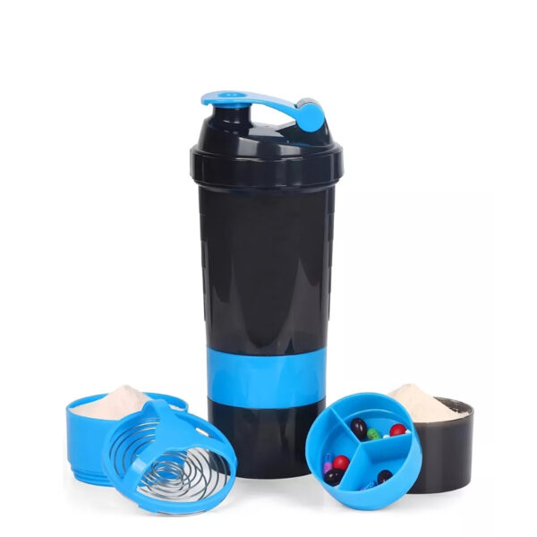 M90-Principal00-1 Vaso Gym para batidos proteína "SHAKE", con 4 compartimentos.