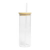 Botella Vidrio Borosilicato Sublimación, tapa Bamboo 500cc