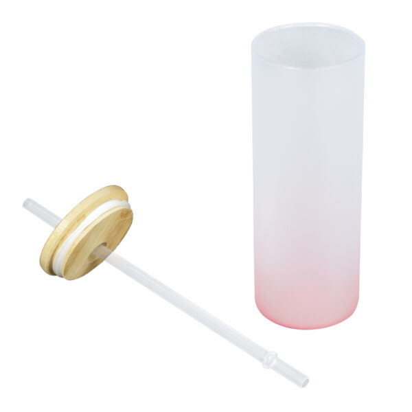 Botella Vidrio Borosilicato Sublimación, tapa Bamboo 500cc