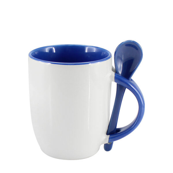 Y2-azul Tazón Cerámico 330cc Sublimación con Cuchara